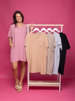 Zenana Airflow V-Neck Shirt Dress W/ Pockets | S-XL