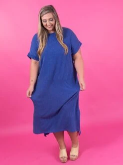 Short Sleeve Round Neck Ribbed Midi Dress | S - 2X -STACCAT Clothing Shop 11d5a8d84c62c6f01fc521cf88eadd77