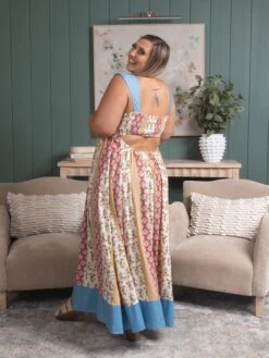 Contrast Denim Open Smocking Back Pleated Dress | S - 3XL Summer Concerts & Festivals -STACCAT Clothing Shop 2680a0b45e37ecd68545e9f25637e3c2