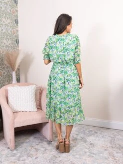 Floral Woven Short Sleeve Midi Dress | S - 3X -STACCAT Clothing Shop 27f335fe524a56adccd4e0e7410fc7bb