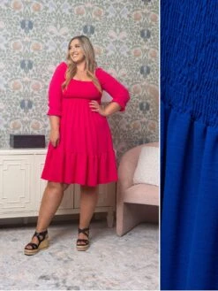 Woven 3/4 Sleeve Midi Dress | S - XL Wedding Guest