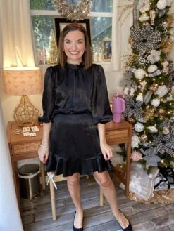 Ruffle Hem Tiered Satin Dress W/ High Neck | S-L -STACCAT Clothing Shop 30Pn1sm6cXQgFwUwyKBCkPlPkbaAafJwL2FxrKpP