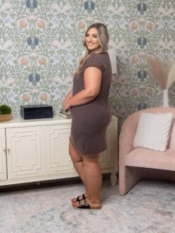 Bead Trimmed Wash Effect T-Shirt Dress | S - L *Final Sale -STACCAT Clothing Shop 60d4acdded771629afc7bca825c6237d