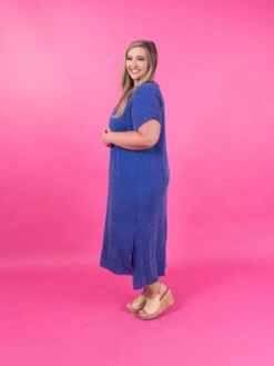 Short Sleeve Round Neck Ribbed Midi Dress | S - 2X -STACCAT Clothing Shop 69d8cde44e80a12e09fc165b0bea8166