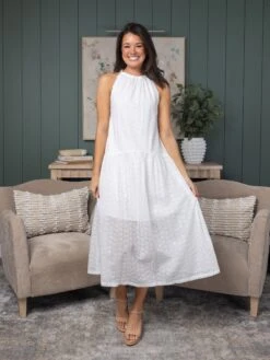 Sleeveless Drop Waist Eyelet Dress | S - L