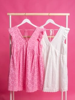 A-Line Flare Eyelet Cotton Mini Dress | S - L