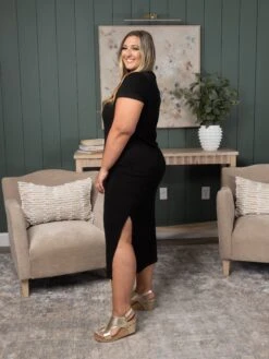 Short Sleeve Dress W/ Side Slit | S-3X -STACCAT Clothing Shop 7425ee0a86af1e7cfec396e8b354ffd1