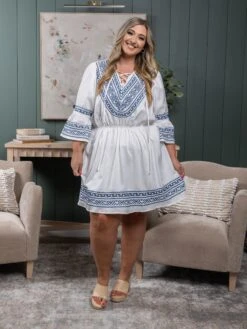 V Neck Embroidered Dress W/ Flared Sleeves | S - 3X 7 V Neck Embroidered Dress W/ Flared Sleeves | S - 3X -STACCAT Clothing Shop 7de896851a5f8fc421ca88208c0ddc82