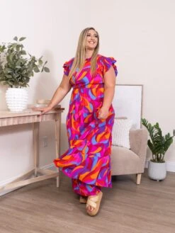 Abstract Print High Tiered Maxi Dress | S-XL -STACCAT Clothing Shop 8249a24d3b1c4f779a80d9c95aabecdd