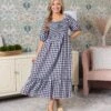 Gingham Print Puff Sleeve Midi Dress | S-L -STACCAT Clothing Shop 8a26557add604260d1fe9c82619a2904