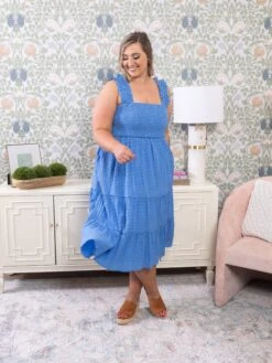 Jacquard Checker Smocking Tiered Midi Dress | S - 3XL -STACCAT Clothing Shop 9a798ffa0b7c4cc18bab6584e37e973d