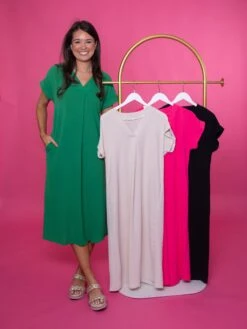 STACCATO Airflow V-Neck Short Sleeve Midi Dress | S - XL