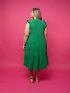 STACCATO Ruffle Sleeve V Neck Tiered Midi Dress | S - XL -STACCAT Clothing Shop a2abde7435cf9611477b187bc84612bc