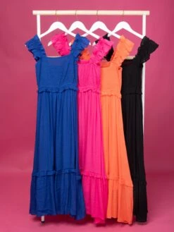 Flutter Straps Smocked Tiered Midi Dress | S-L