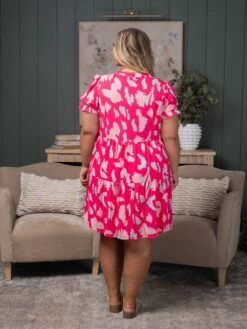 Abstract Printed Puff Short Sleeve Tiered Dress | S - XL -STACCAT Clothing Shop a801354a832ddc27e5f991873719f332