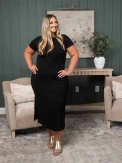 Short Sleeve Dress W/ Side Slit | S-3X -STACCAT Clothing Shop ac14a821a8d6297db6de3687af4ee858