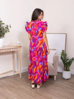Abstract Print High Tiered Maxi Dress | S-XL -STACCAT Clothing Shop ae5b377fca164290e22301d31d364d21