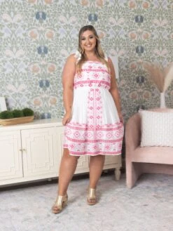 Embroidered Midi Dress | S - 3X