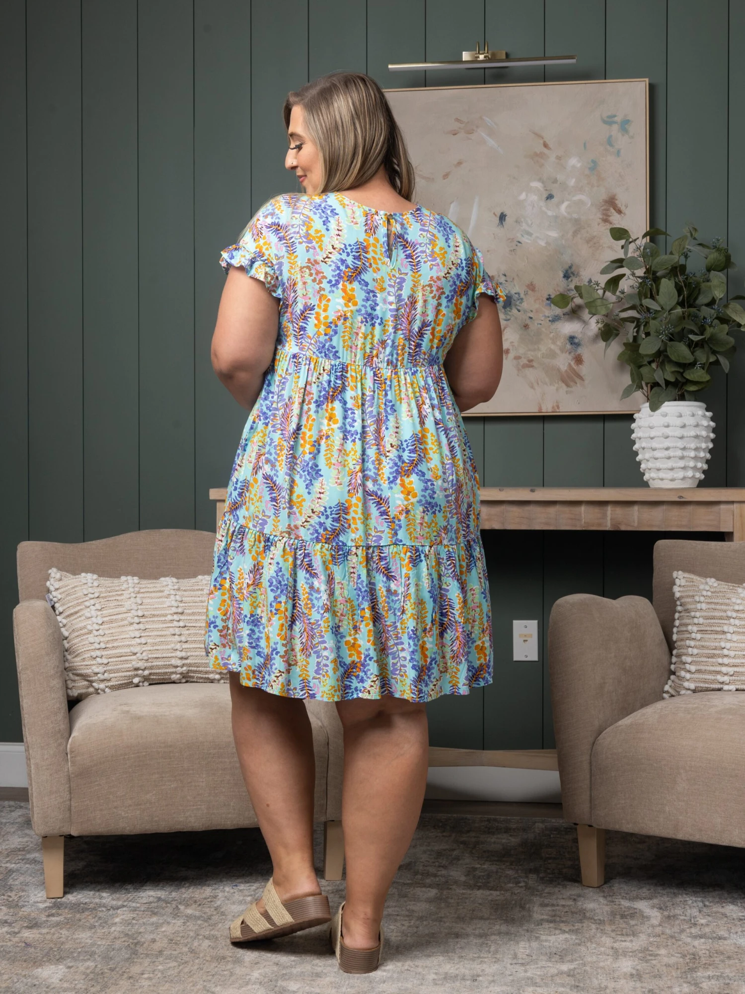 Print Ruffle Sleeve Babydoll Dress | S - 3X 7 Print Ruffle Sleeve Babydoll Dress | S - 3X - Image 5