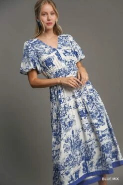 Landscape Print V-Neck Midi Dress | S - L