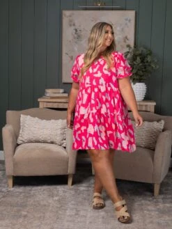 Abstract Printed Puff Short Sleeve Tiered Dress | S - XL -STACCAT Clothing Shop e872eaab9109a7daacbf98084f4a0dbe