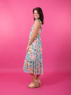 PRE-ORDER Blu Pepper Watercolor Floral Print Ruffle Midi Dress |S-L -STACCAT Clothing Shop ef4f6473dbaca81162d2947d1b58a5b5