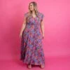Floral Print Short Sleeve V-Neck Wrap Split Maxi Dress | S - XL -STACCAT Clothing Shop f3e2aeb4e5da521593bcee40c106f42d