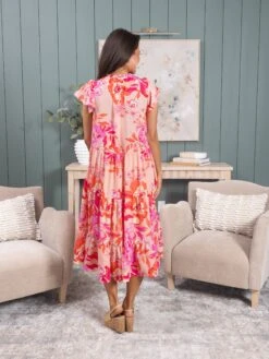 Floral Print Tiered Ruffle Short Sleeve Dress | S - L -STACCAT Clothing Shop ffad3e4f465b66a896850db57c2b84a9