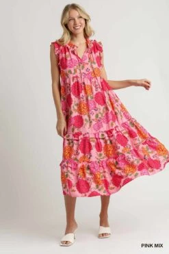 Floral Print Ruffle V-Neck Front Tie Tiered Maxi Dress | S - L -STACCAT Clothing Shop iFdj5ah2vpEMyPmRnAfOltEacNzlyuLGwGv2RHkp