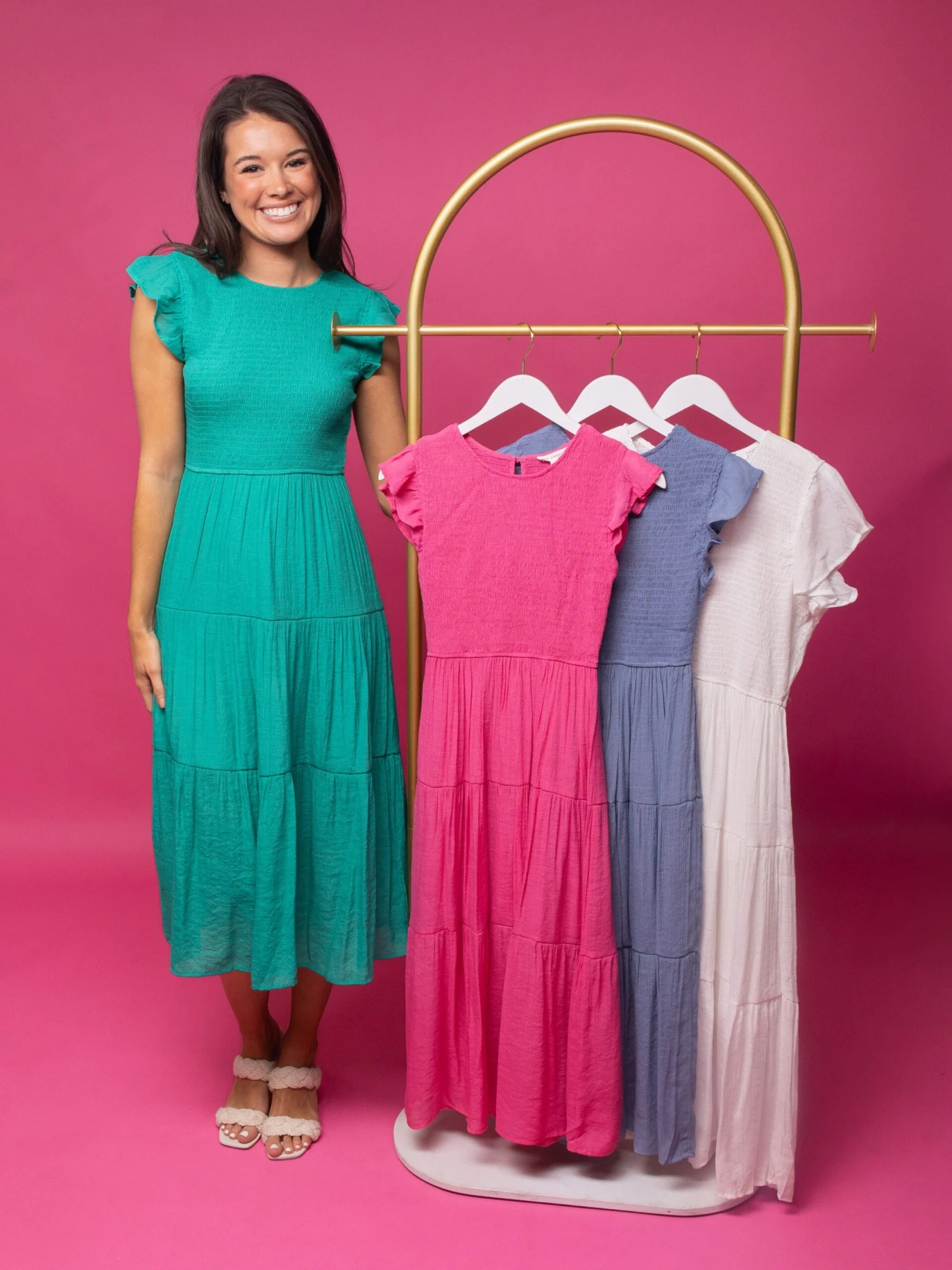 Smocked Tiered Midi Dress | S-3X 3 Smocked Tiered Midi Dress | S-3X