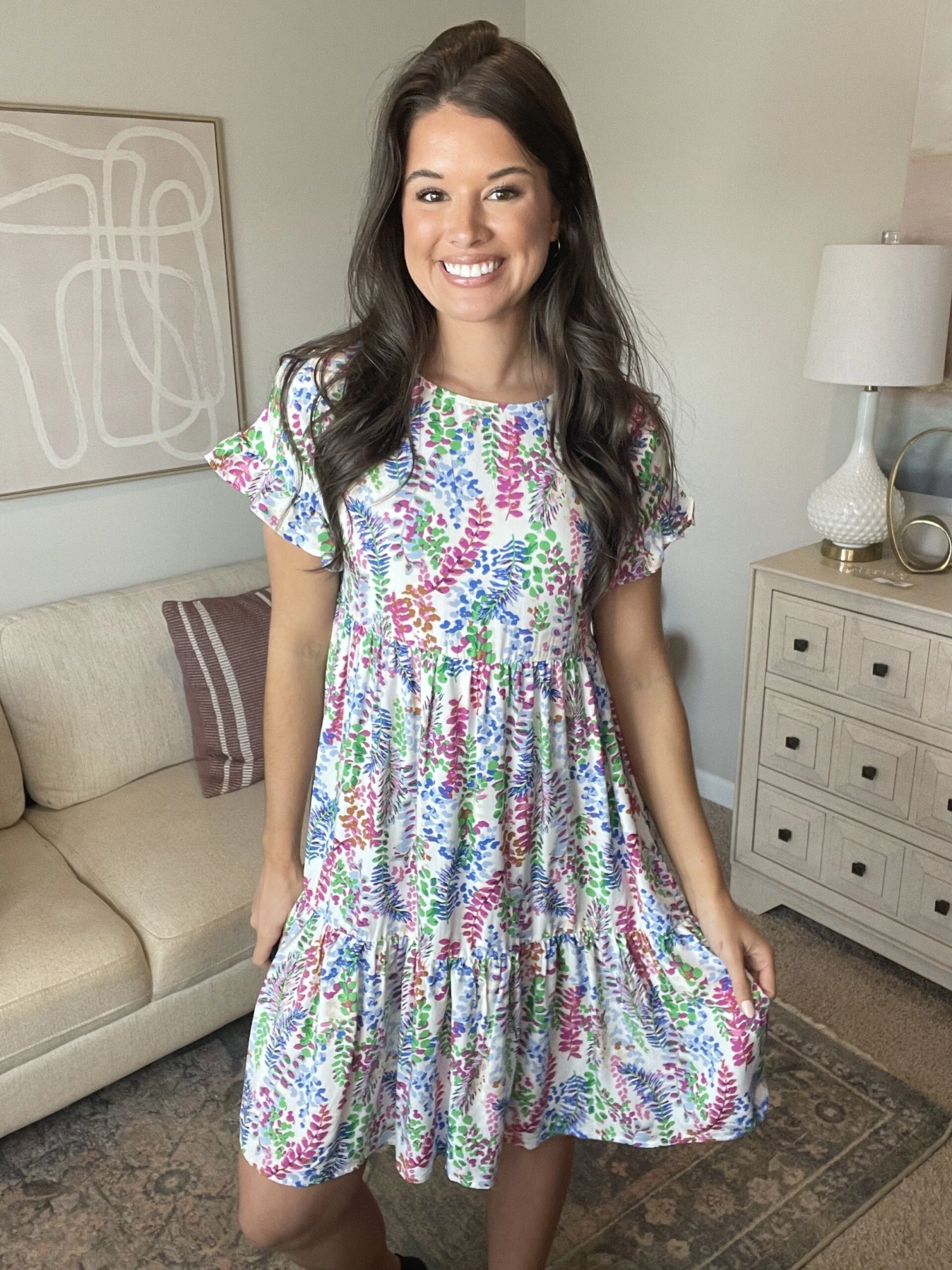 Print Ruffle Sleeve Babydoll Dress | S - 3X 10 Print Ruffle Sleeve Babydoll Dress | S - 3X - Image 8